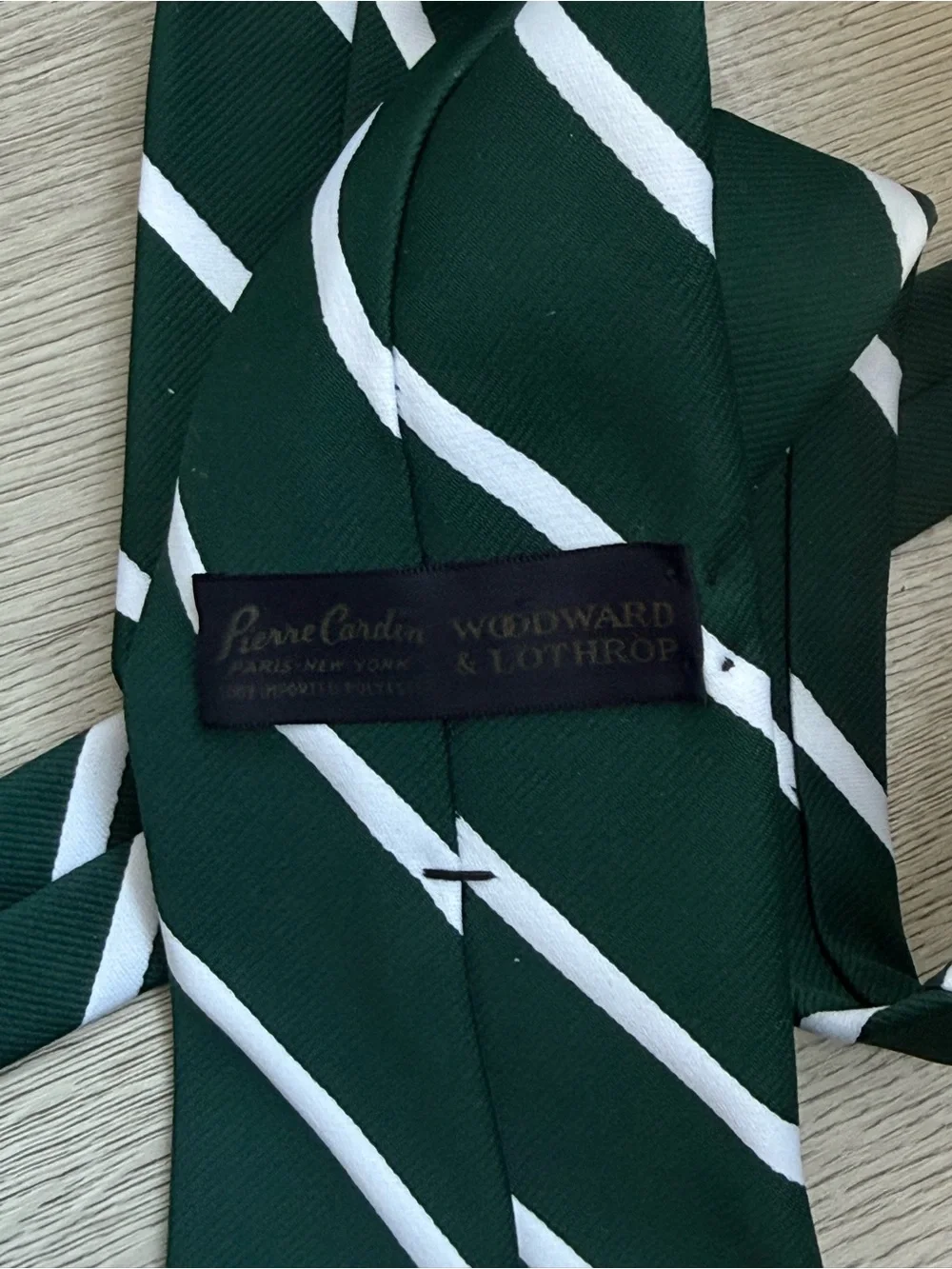 Vintage Pierre Cardin Tie Dark Green Diagonal Stripe